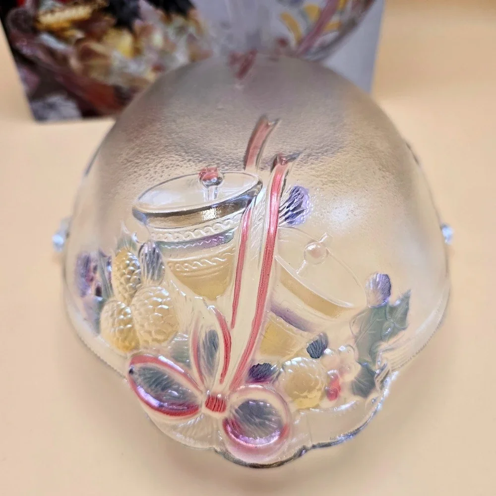Mikasa Festive Bells Glass Basket‎ with Handle Christmas WY160/524 Japan Clear